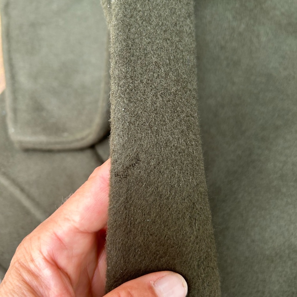 Maje wool blended coat with leather details. Military green color. Size 1. - Picture 8 of 16